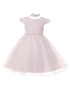 Rain Kids Little Girls White Satin Triple Tulle Overlay Baptism Dress 2-6 - SophiasStyle.com